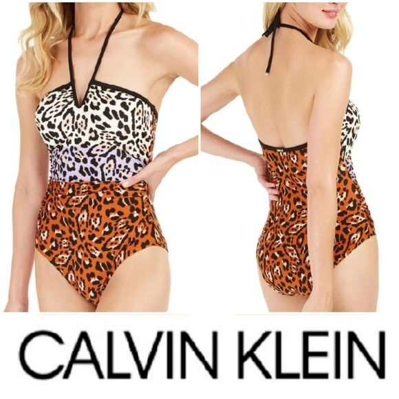 Calvin Klein Sz 6 V-Wire One-piece Halter - Picture 2 of 15